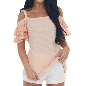 Lace ruffle sleeve top​